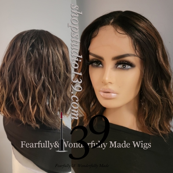 Brown Beach wave HD lace front wig with highlights - Picture 2 of 3
